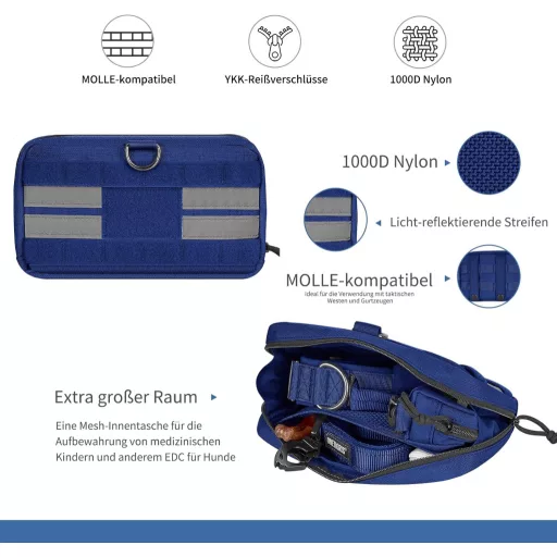 OneTigris Taktička Torba za Pse 2kom Molle Sustav Plava 23,5x13x5cm
