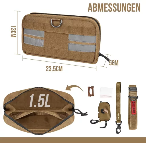 OneTigris Kutyatáska Szett - 2 db Kék Élelmiszer Tartó Táska MOLLE Rendszerrel, Taktikai Hámokhoz, Kültéri Kiképzéshez (23,5x13x5 cm)