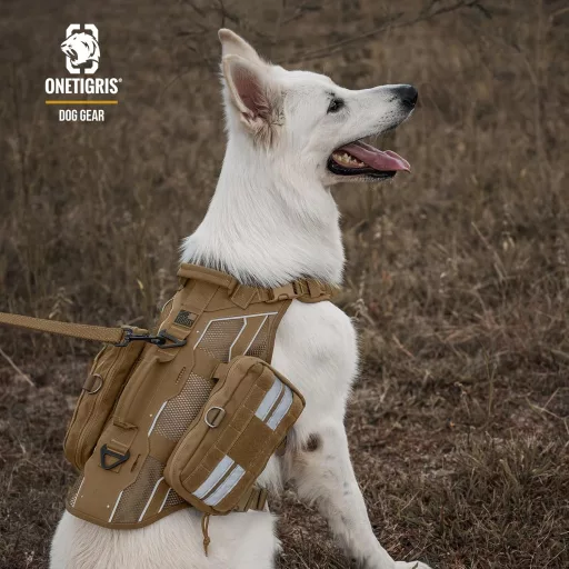 OneTigris Kutyatáska Szett - 2 db Kék Élelmiszer Tartó Táska MOLLE Rendszerrel, Taktikai Hámokhoz, Kültéri Kiképzéshez (23,5x13x5 cm)