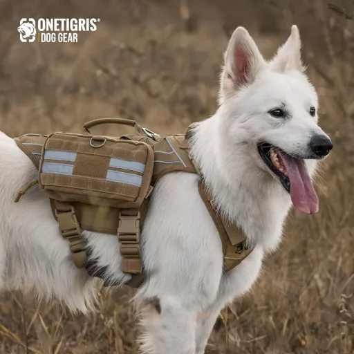 OneTigris Kutyatáska Szett - 2 db Kék Élelmiszer Tartó Táska MOLLE Rendszerrel, Taktikai Hámokhoz, Kültéri Kiképzéshez (23,5x13x5 cm)