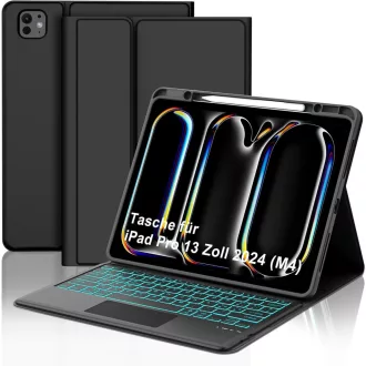   FOGARI iPad Pro 13" (M4) 2024 Billentyűzetes Tok - Világító Trackpad, Eltávolítható, Fekete