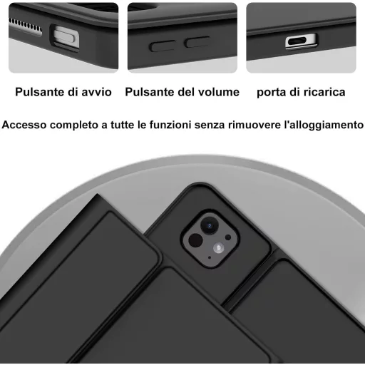 FOGARI iPad Pro 13" (M4) 2024 Billentyűzetes Tok - Világító Trackpad, Eltávolítható, Fekete