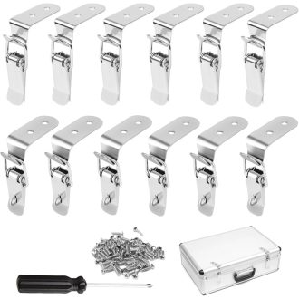   MOERDIFFER 12db Rozsdamentes Feszítőkapocs 90° Sarokrögzítéshez 76,5x24mm Csavarokkal