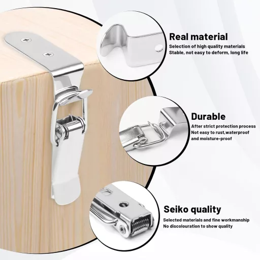 MOERDIFFER 12 ks Nerezová napínacia spona pre 90° rohové upevnenie 76,5x24 mm so skrutkami