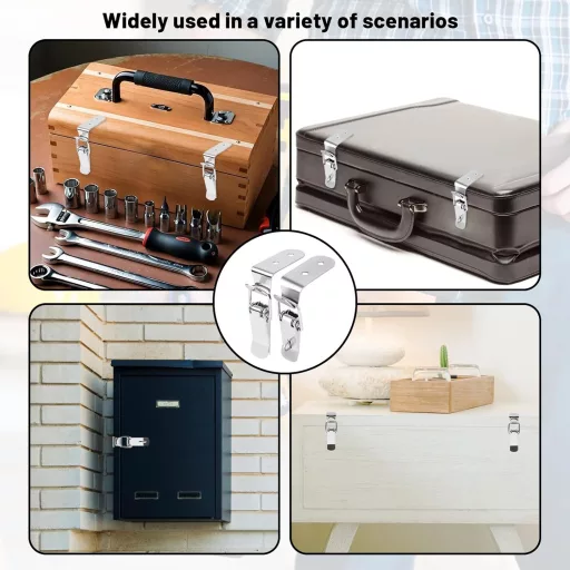 MOERDIFFER 12 ks Nerezová napínacia spona pre 90° rohové upevnenie 76,5x24 mm so skrutkami