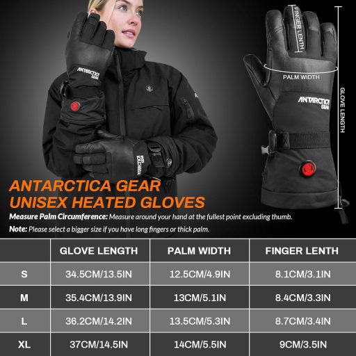 ANTARCTICA GEAR Grijane rukavice s baterijom od 3200 mAh - Vodootporne zimske rukavice za skijanje, motociklizam, planinarenje - Unisex XL veličina, crne