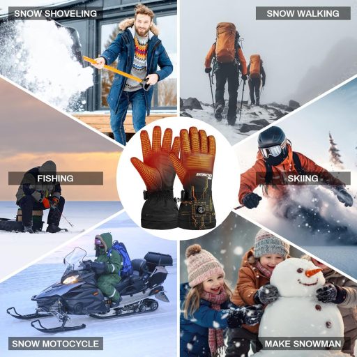 Mănuși încălzite ANTARCTICA GEAR cu baterie de 3200 mAh - Mănuși impermeabile de iarnă pentru schi, motociclism, drumeții - Unisex Mărimea XL Negru