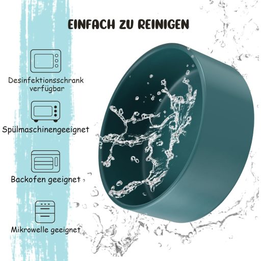 SPUNKYJUNKY 15° Dönthető Kerámia Tál Fa Állvánnyal Kutyáknak Macskáknak 400ml Zöld