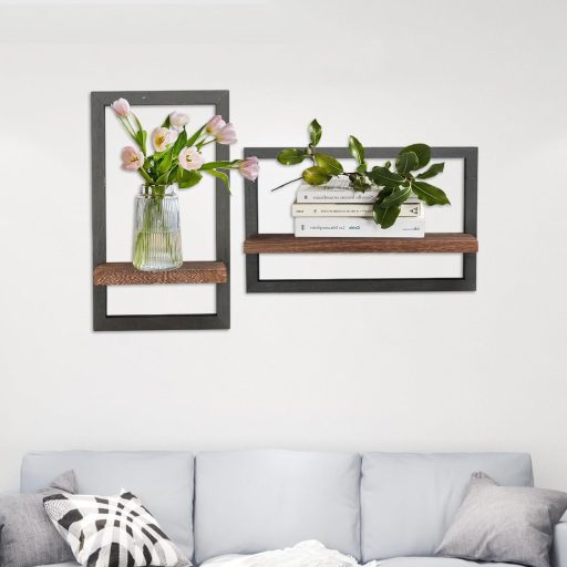GAESHOW sada 2 nástenných drevených políc, plávajúce police, dekoratívne police do obývačky a spálne