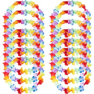   Yzpklhw 12 db Hawaii virágfüzér szett, színes lánc nyaklánc luau party dekorációhoz