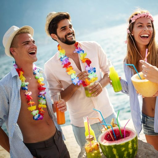 Yzpklhw 12 db Hawaii virágfüzér szett, színes lánc nyaklánc luau party dekorációhoz