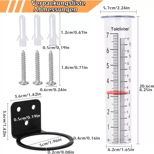 Toiclebor 17 cm-es esőmérő piros úszóval, fagyvédett cső, 20,6 cm