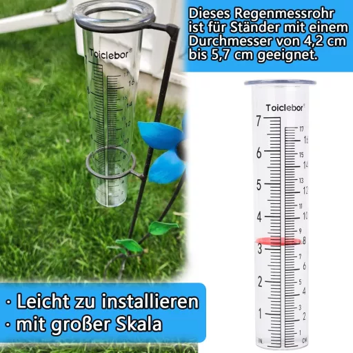 Toiclebor 17 cm-es esőmérő piros úszóval, fagyvédett cső, 20,6 cm