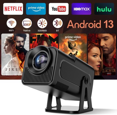 Mini Proiector Inteligent Alwtniet HY320 NTV Android 13 4K cu Suport Netflix - 320 ANSI Lumen, WiFi, Bluetooth 5.2, Asistent Vocal ChatGPT, Ho
