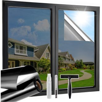   Lifetree Tükör Ablakfólia 44,5x200cm UV és Hővédelem Önragasztó Fekete/Ezüst