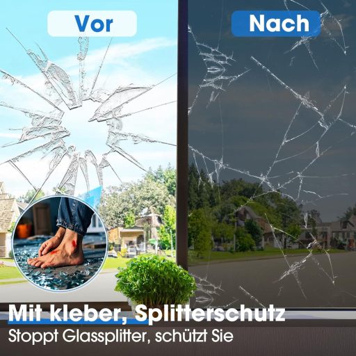 Folie fereastră cu efect de oglindă Lifetree 44,5x200cm, protecție UV și termică, autoadezivă, negru/argintiu