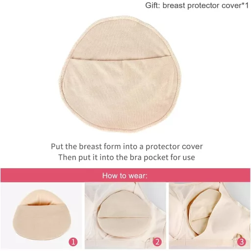 ONEFENG Szilikon Mellprotézis Háromszög Alakú Könnyű Melltartó Betét - C Cup, Beige