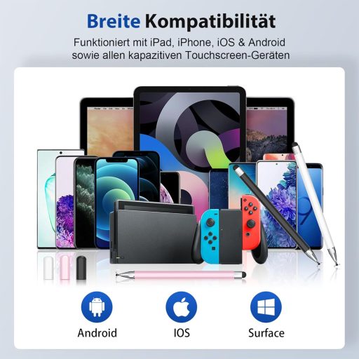 Stilou universal pentru tabletă Zcitek cu vârf dublu – Magnetic, fără încărcare, iOS Android