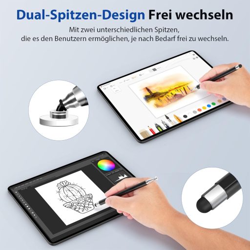 Stilou universal pentru tabletă Zcitek cu vârf dublu – Magnetic, fără încărcare, iOS Android