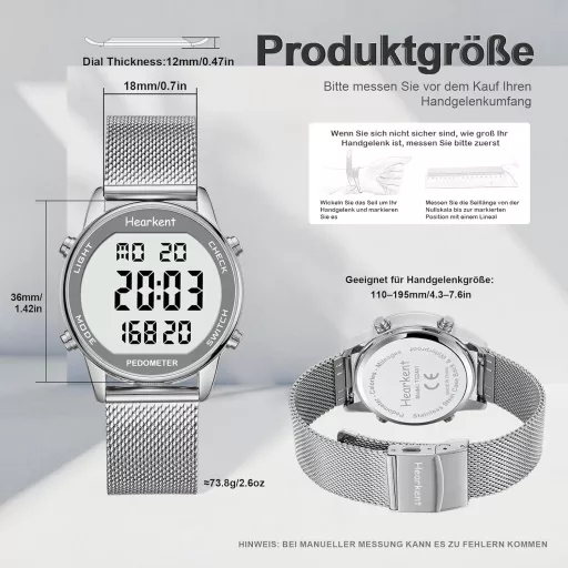 Hearkent vízálló lépésszámláló óra, fitness tracker, kalóriaszámláló sportuhr