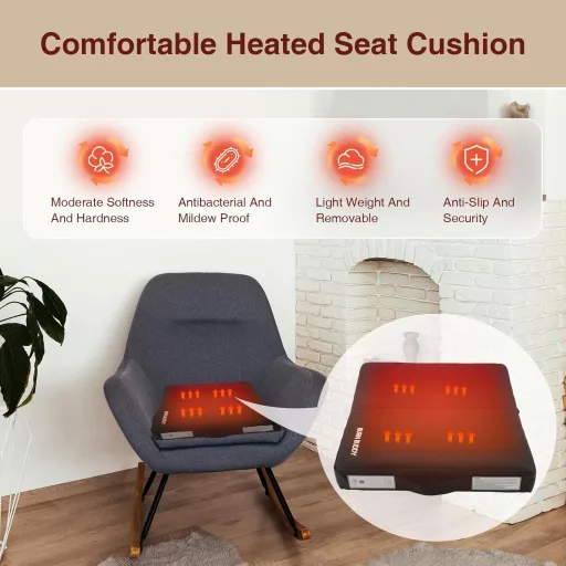 Bubbacare fűthető ülőpárna APP vezérléssel, 3 hőfok, irodai szék/stadion/kemping/horgászat