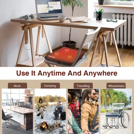 Bubbacare fűthető ülőpárna APP vezérléssel, 3 hőfok, irodai szék/stadion/kemping/horgászat