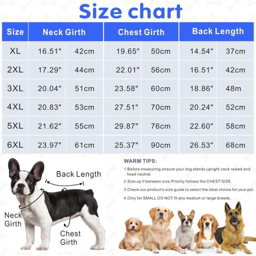 Haină impermeabilă pentru câini Dolahovy - Jachetă călduroasă de iarnă cu orificiu pentru ham, haine de câine rezistente la vânt pentru câini mici, mijlocii și mari, albastru, 4XL