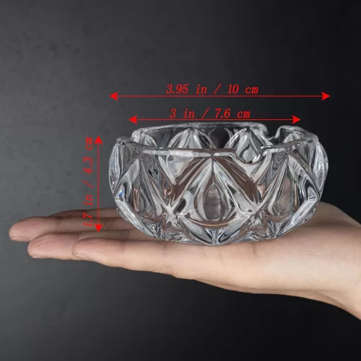 Cystone 2 buc. Scrumieră de sticlă, țigări, trabucuri, decorativă, cristal gros