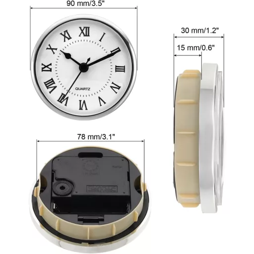 PATIKIL 90mm Csendes Kvarcóra Római Számokkal Ezüst-Fehér Asztali Óra