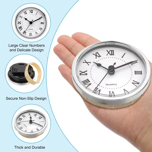 PATIKIL 90mm Csendes Kvarcóra Római Számokkal Ezüst-Fehér Asztali Óra