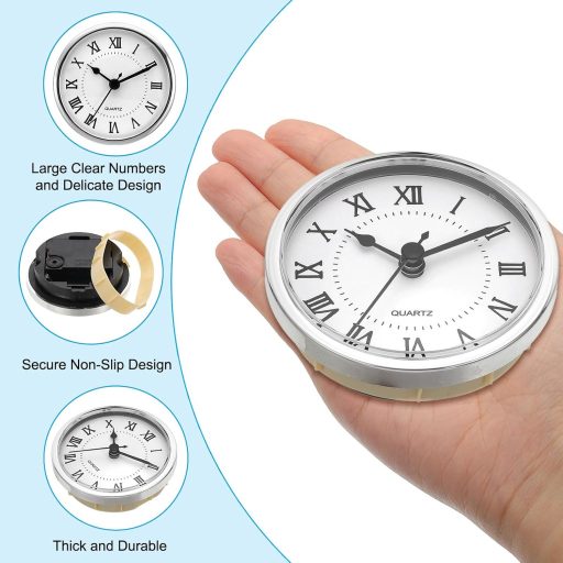 PATIKIL 90mm Csendes Kvarcóra Római Számokkal Ezüst-Fehér Asztali Óra