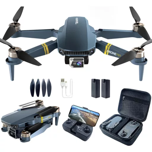 Dronă pliabilă CHUBORY F89 cu motor fără perii - Peste 40 de minute de zbor, cameră 4K HD, unghi de vizualizare 120°, mod urmărire, 2 baterii, geantă de transport