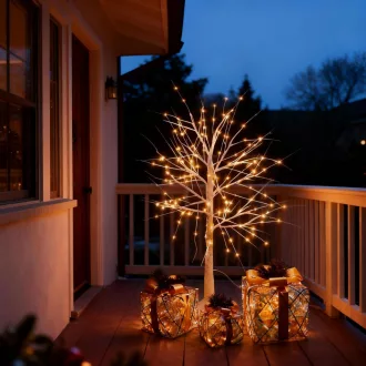   CCLIFE LED Fényfák Beltéri Kültéri Meleg Fehér 120cm 150 LED IP44