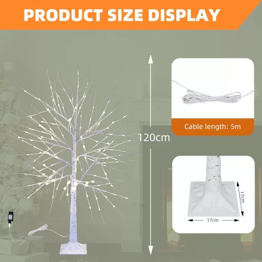 CCLIFE LED Fényfák Beltéri Kültéri Meleg Fehér 120cm 150 LED IP44