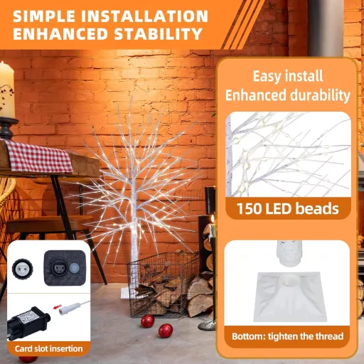 CCLIFE LED Fényfák Beltéri Kültéri Meleg Fehér 120cm 150 LED IP44