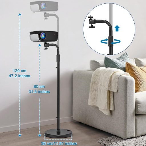 Jubor Stojan na projektor, 80-120 cm, výškovo nastaviteľný stropný držiak otočný o 360°