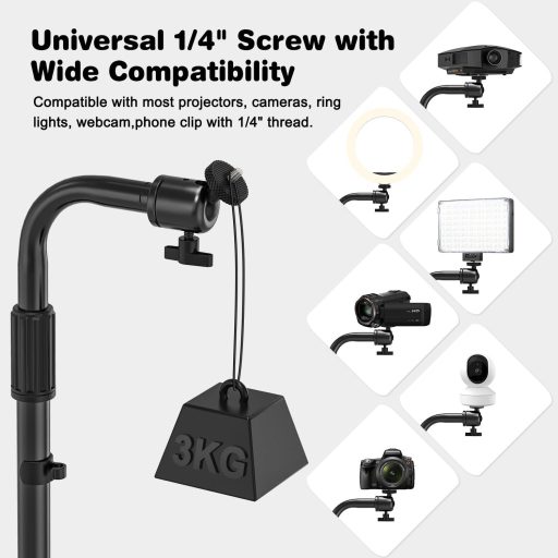 Jubor Projektor Állvány 80-120cm Magasságállítható 360° Forgatható Mennyezeti Tartó