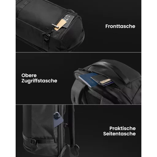 tomtoc 38L utazási hátizsák TSA zárral, 15,6-17,3" laptop, fedélzeti poggyász