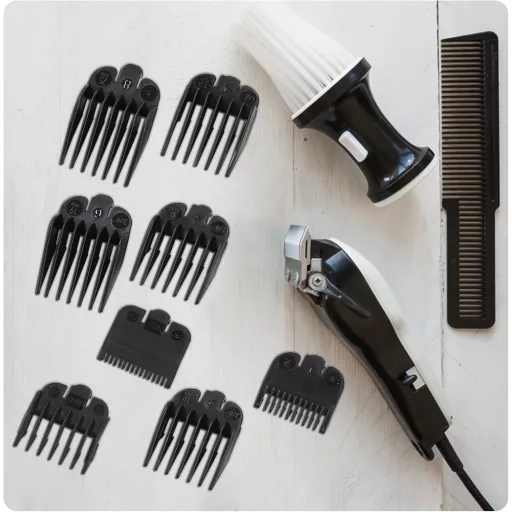 Set 8 capete de tuns NCOALE pentru mașină de tuns, set piepteni ghidători 1,5-25 mm negru