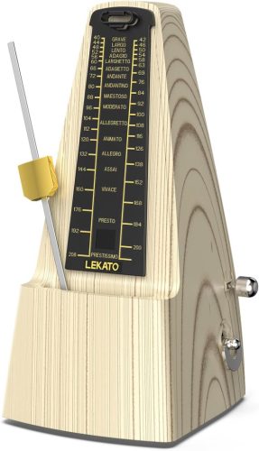 Metronom mecanic LEKATO cu angrenaje metalice - Cronometru puternic și precis pentru pian, chitară, vioară - Design piramidal clasic, 40-208 BPM