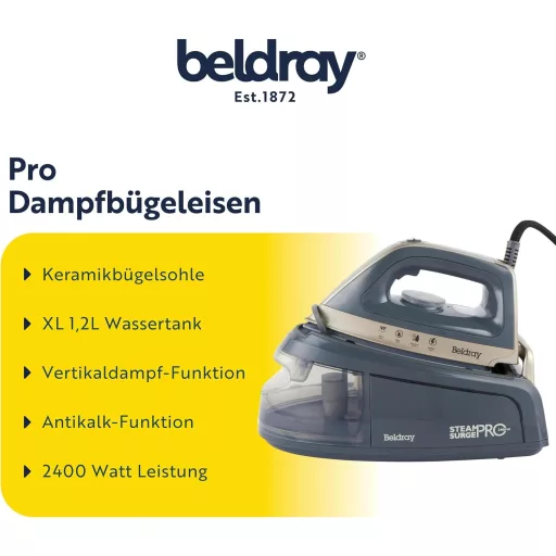 Beldray Titanium Steam Surge Pro gőzvasaló állomás 1.2L tartállyal, kerámia talppal
