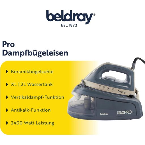 Beldray Titanium Steam Surge Pro gőzvasaló állomás 1.2L tartállyal, kerámia talppal