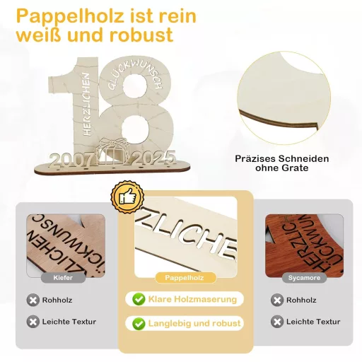 Seutgjie Carte de oaspeți decorativă pentru majorat, cu lumini LED - Album de amintiri din lemn pentru cadouri în bani, cu ani cuprinși între 2007-2025