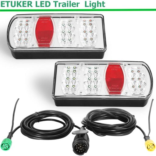 ETUKER LED Utánfutó Lámpa Szett 13 Tüskés 12V 7 Funkcióval Vízálló