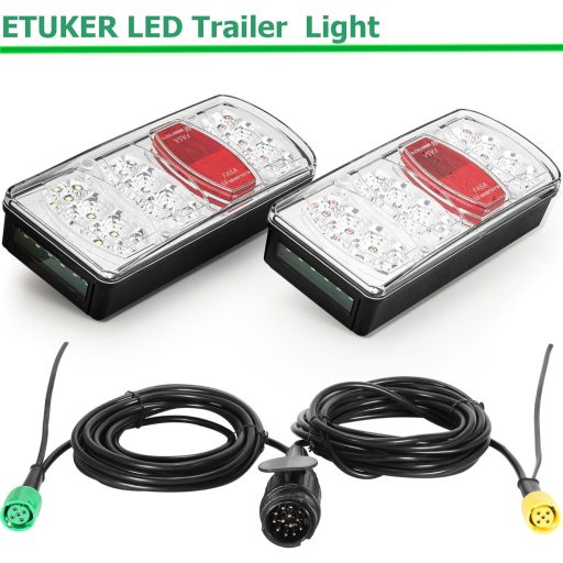 ETUKER LED Utánfutó Lámpa Szett 13 Tüskés 12V 7 Funkcióval Vízálló