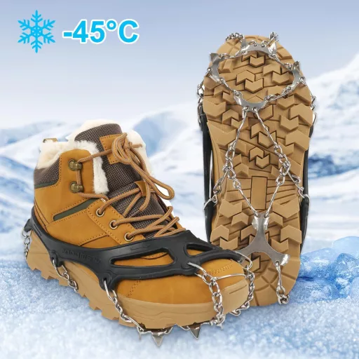 Bingyouth Jégcsipesz Hegyi Cipőhöz, Rozsdamentes Csúszásmentes Tüskés Cipőtalp Női Férfi Túrázáshoz L-es méret