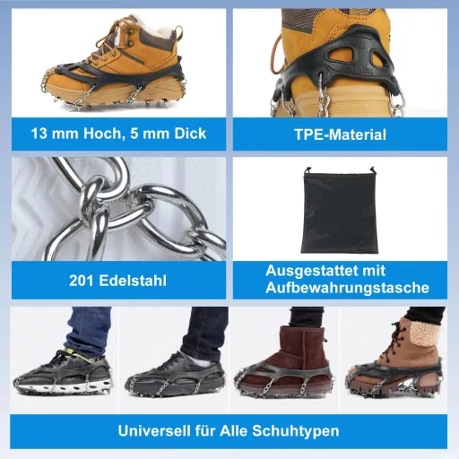 Bingyouth Jégcsipesz Hegyi Cipőhöz, Rozsdamentes Csúszásmentes Tüskés Cipőtalp Női Férfi Túrázáshoz L-es méret