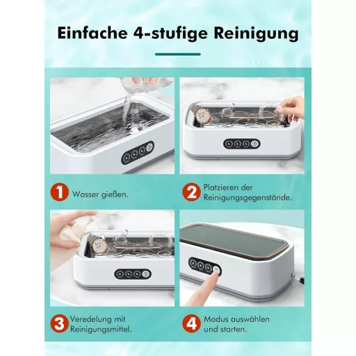 Singphere Ultrahangos Tisztító 650ml, 48 kHz, Szemüveg Ékszer Fogsor Tisztításhoz
