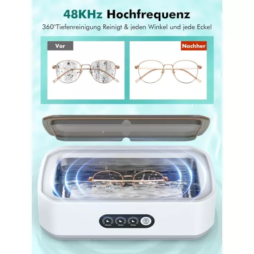 Singphere Ultrahangos Tisztító 650ml, 48 kHz, Szemüveg Ékszer Fogsor Tisztításhoz