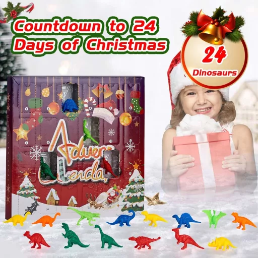 Calendar de Advent cu Dinozauri Douthfolle 2025 - Cadou de Crăciun cu 24 de Zile pentru Băieți de 3-8 Ani
